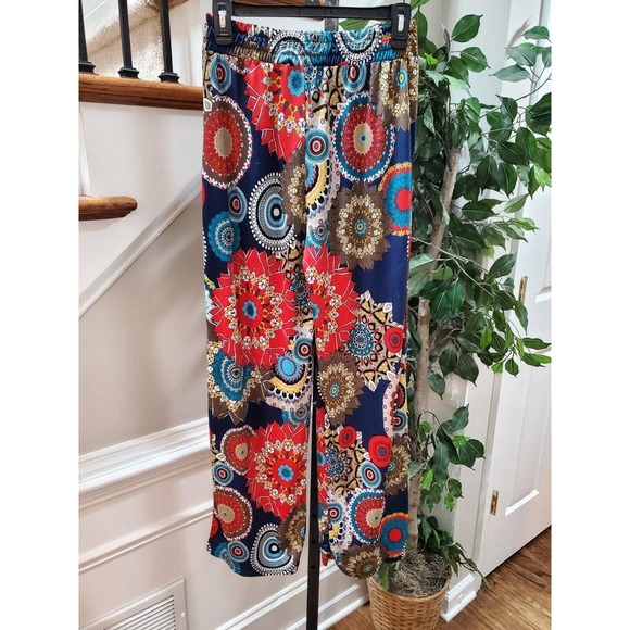Win Win Women's Multicolor Polyester Mid Rise Slit Accents Trouser Size X-Large - Picture 5 of 12
